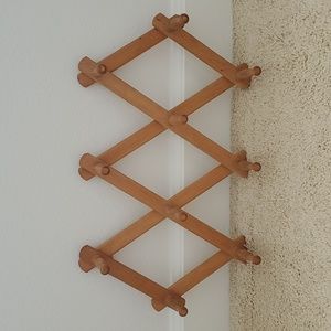 Vintage Wood Accordian Peg Rack